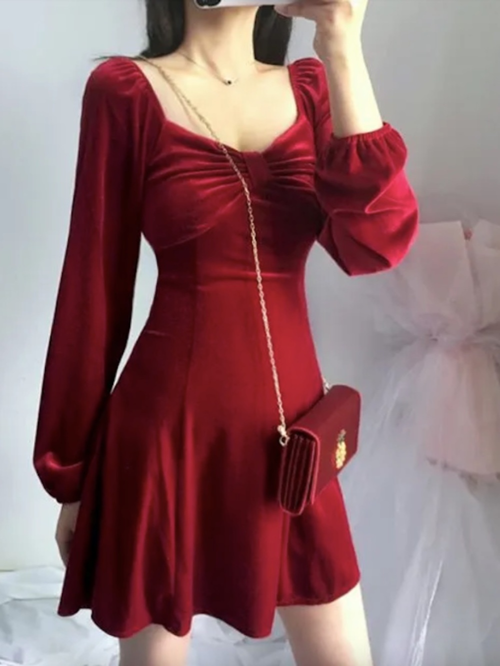 Ruby Red Velvet Dress